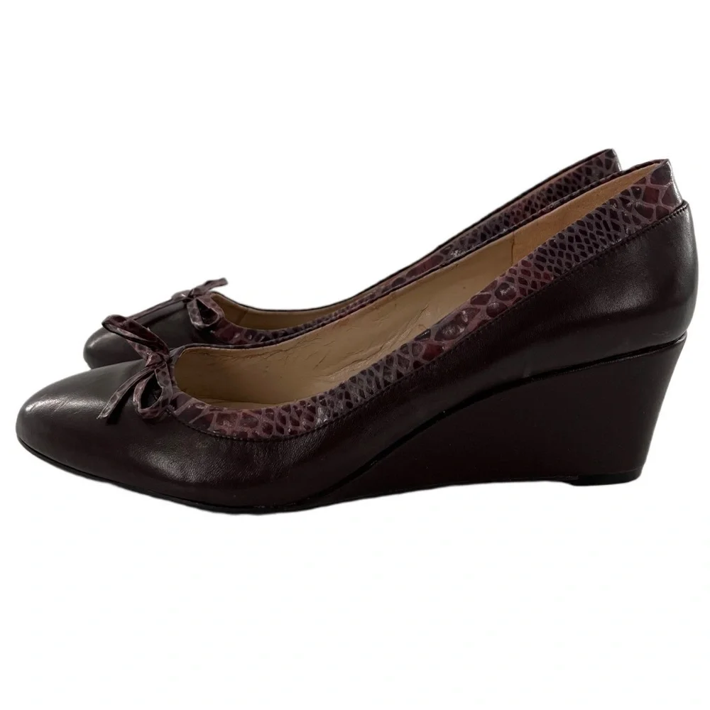 Naturalizer N5 Comfort Quaint heels 10 41.5 brown leather almond toe wedges